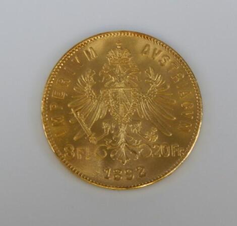 An Austrian twenty Franc coin