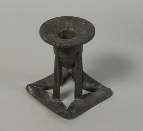 An early 20thC Liberty and Co English pewter candlestick