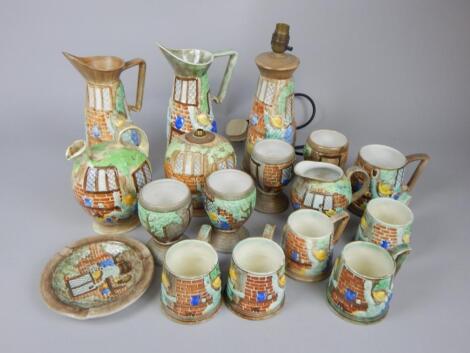 A collection of H.J. Wood relief moulded ceramics