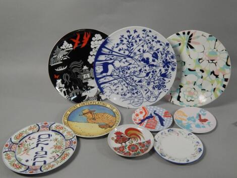 A collection of modern ceramic plates