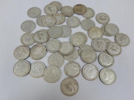 A quantity of silver half crowns.