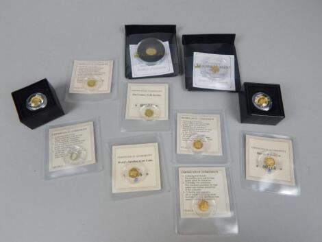 A collection of modern small replica gold coins