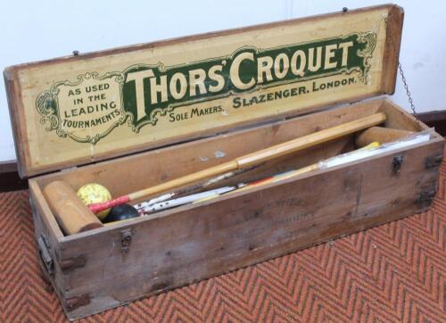 An early 20thC Thors' Slazenger croquet set