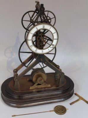 A 19thC brass fusee skeleton clock
