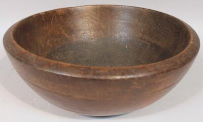 An English rustic treen dough bowl