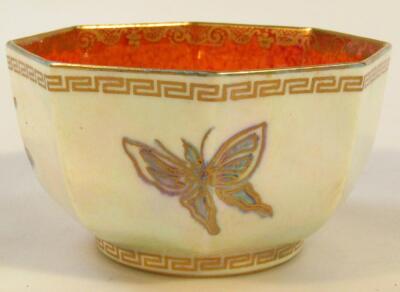 A mid-20thC Wedgwood butterfly lustre bowl