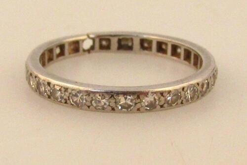 A ladies white metal eternity ring