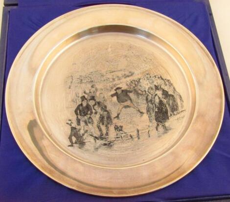 An Elizabeth II silver Mr Pickwick plate