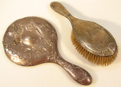 A Edward VII silver hand mirror