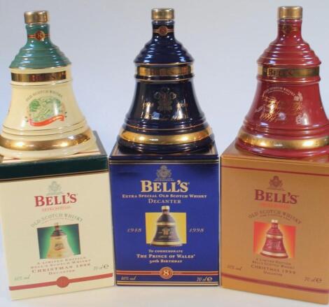 Various Bell's Wade whisky decanters