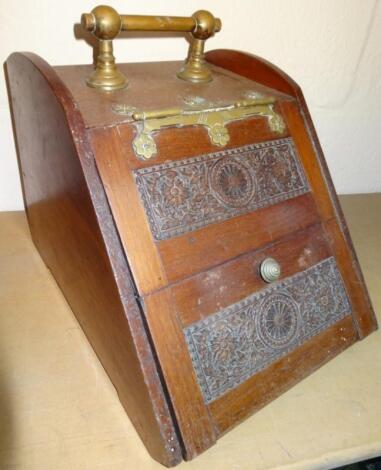 An Edwardian mahogany coal box