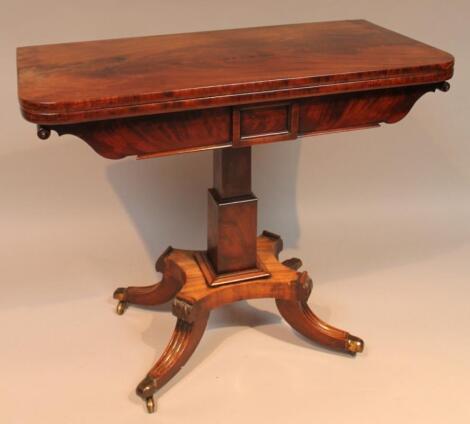 A 19thC flame mahogany fold over table