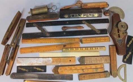 Various bygone measuring implements