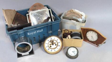 Various clockworks clock parts and workings etc