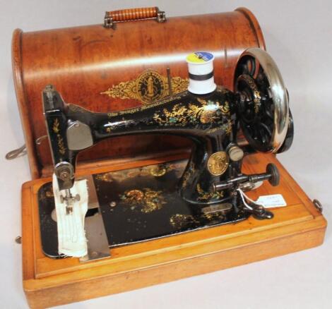 An late 19thC Singer cased sewing machine