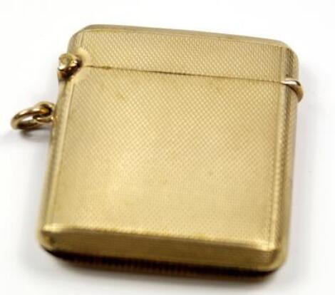 A 9ct gold vesta case