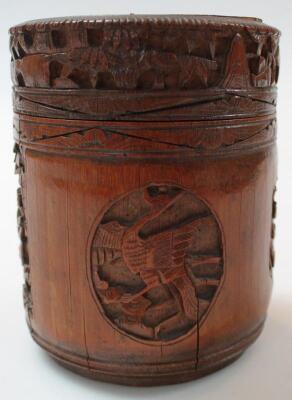 A Chinese Qing period bamboo jar and cover - 2