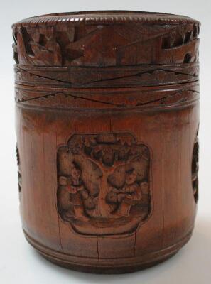 A Chinese Qing period bamboo jar and cover - 3