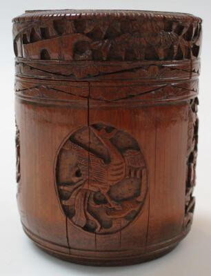 A Chinese Qing period bamboo jar and cover - 4