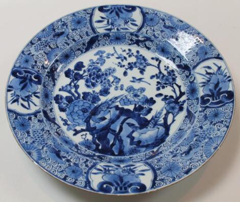 A Chinese Qing period blue and white porcelain charger