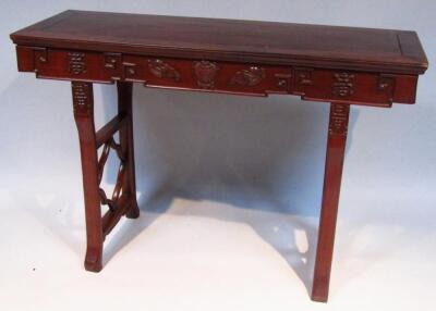 A Chinese Qing period huanghuali side table