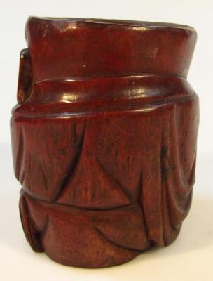 A Chinese Qing period hardwood brush pot - 2