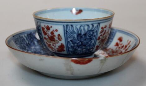 A Japanese porcelain tea bowl and saucer