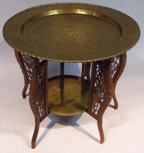 An early 20thC Eastern brass top table