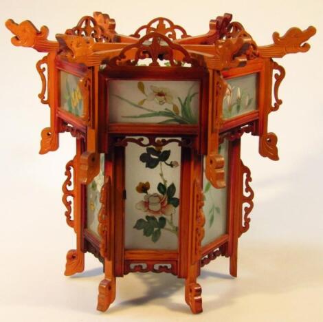 A 20thC oriental hardwood lantern shade