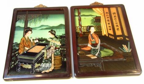 20thC Chinese School. Oriental figures playing games and taking tea