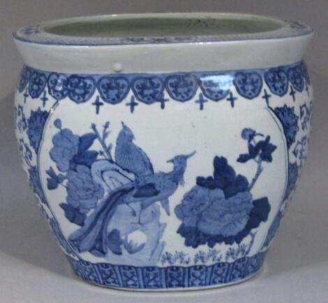 A Chinese blue and white porcelain fish bowl