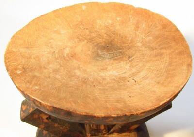 Two near matching mid-20thC Zambian tribal hardwood headrests - 2