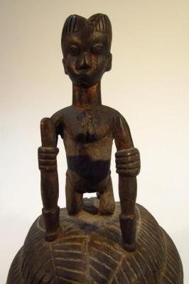 A Mende carved ebonised tribal helmet and mask - 4