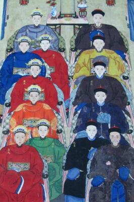 19thC Chinese School. Figures seated in flowing robes in a interior set with vase - 2