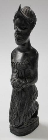 A 20thC ebonised African hardwood tribal figure