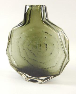 A Whitefriars banjo shaped willow colour glass vase - 2