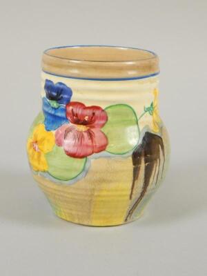 A Clarice Cliff Pansies pattern vase