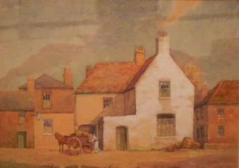 E.V.Spicer. Figure with horse and cart beside an inn