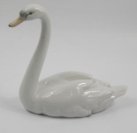 A Lladro porcelain figure of a swan