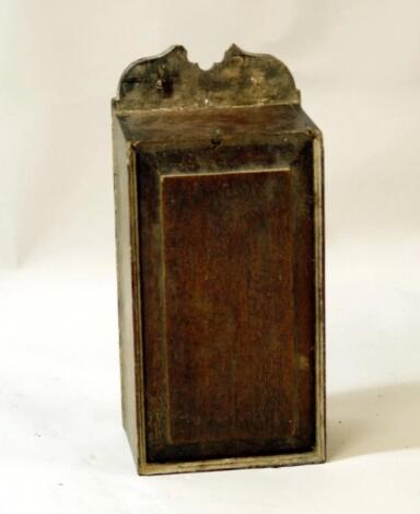 A 19thC oak candle or salt box