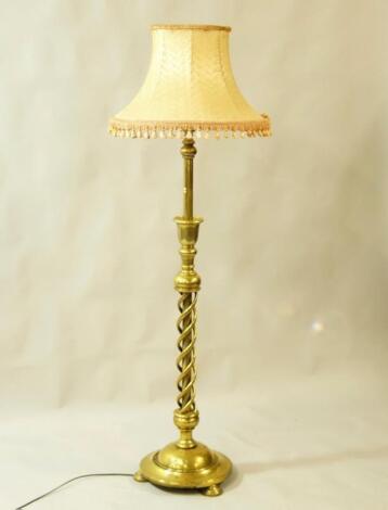 A mid-20thC brass lamp standard