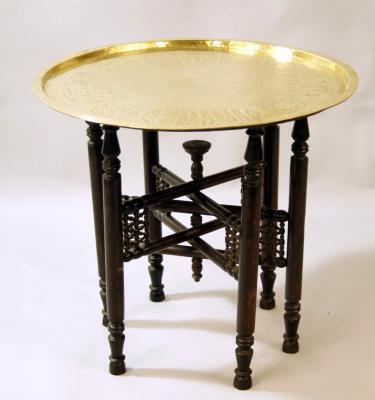 An early 20thC Indian Benares brass top table