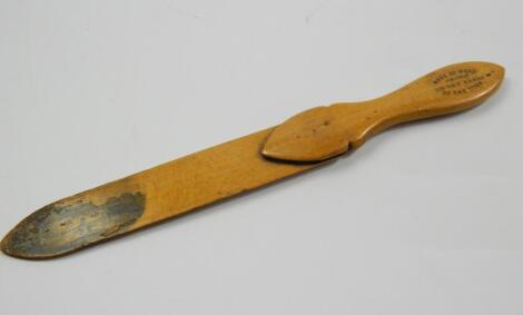 An early 20thC Mauchline sycamore paper knife