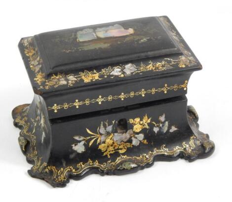 A Victorian papier mache ink box