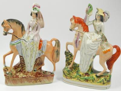 Two Victorian Staffordshire equestrian figures