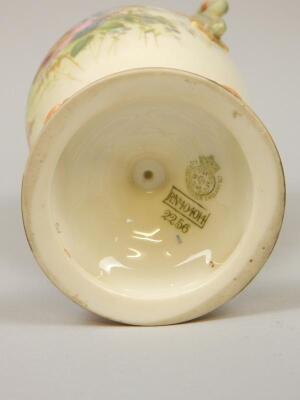 A Royal Worcester porcelain two handled blush ivory ground vase - 4