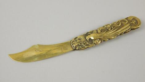 A late 19th/early 20thC Japanese gilt brass letter opener