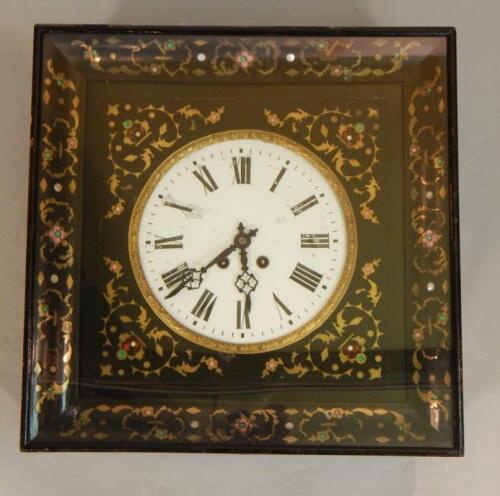 A French 19thC ebonised and Boulle wall clock