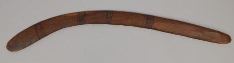 Tribal Art. A late 19thC / early 20thC carved Aboriginal boomerang