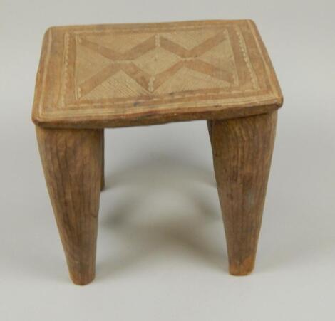 Tribal Art. An African square stool